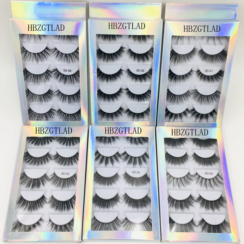 5 Pairs Multipack 3D Soft Mink Hair False Eyelashes Handmade Wispy Fluffy Long Lashes Natural Eye Makeup Tools Faux Eye Lashes