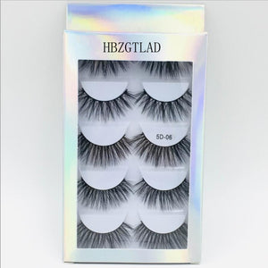 5 Pairs Multipack 3D Soft Mink Hair False Eyelashes Handmade Wispy Fluffy Long Lashes Natural Eye Makeup Tools Faux Eye Lashes