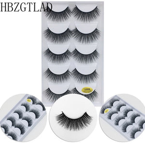 5 Pairs Multipack 3D Soft Mink Hair False Eyelashes Handmade Wispy Fluffy Long Lashes Natural Eye Makeup Tools Faux Eye Lashes