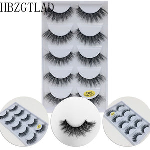 5 Pairs Multipack 3D Soft Mink Hair False Eyelashes Handmade Wispy Fluffy Long Lashes Natural Eye Makeup Tools Faux Eye Lashes