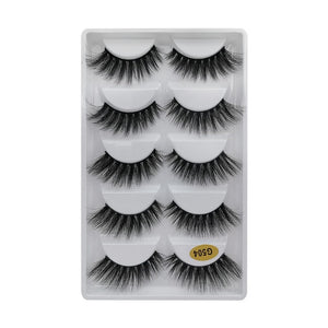 5 Pairs Multipack 3D Soft Mink Hair False Eyelashes Handmade Wispy Fluffy Long Lashes Natural Eye Makeup Tools Faux Eye Lashes