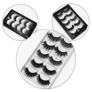 5 Pairs Multipack 3D Soft Mink Hair False Eyelashes Handmade Wispy Fluffy Long Lashes Natural Eye Makeup Tools Faux Eye Lashes