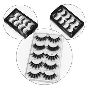5 Pairs Multipack 3D Soft Mink Hair False Eyelashes Handmade Wispy Fluffy Long Lashes Natural Eye Makeup Tools Faux Eye Lashes