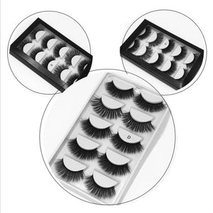 5 Pairs Multipack 3D Soft Mink Hair False Eyelashes Handmade Wispy Fluffy Long Lashes Natural Eye Makeup Tools Faux Eye Lashes
